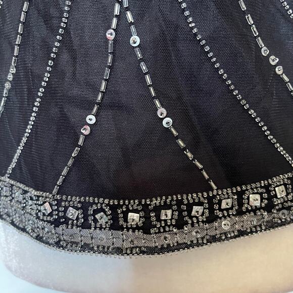 Vtg 90s Scala Beaded Tank Blouse Sz M Y2K Gatsby Art Deco Holiday Sequins Glam - Picture 4 of 16